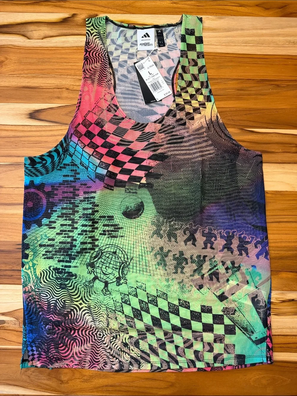 adidas Jeremy Scott Rainbow Multicolor Graphic Mesh Tank Top